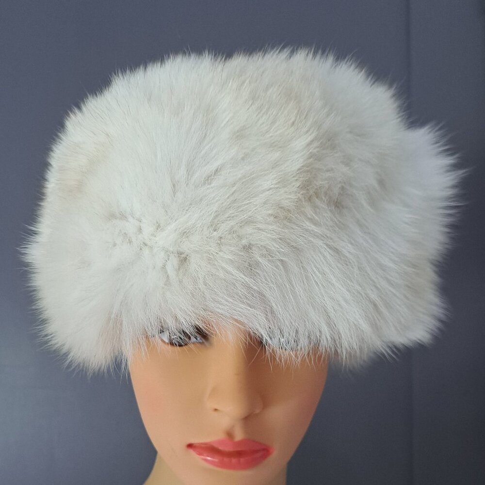 White and Cream Fox Pillbox Hat